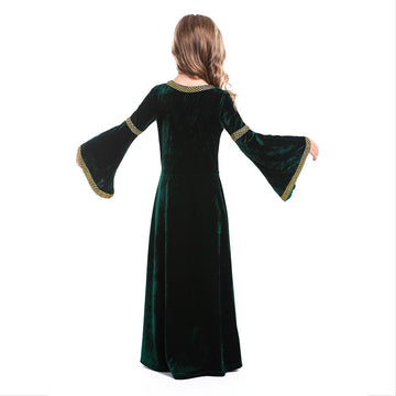 Halloween Disfraz Vestido Medieval Renacimiento Cosplay Retro Vestido de Corte para Niñas